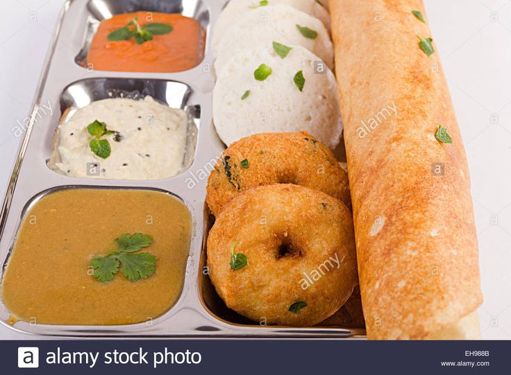 Download this stock image: South Indian Dish Idli Sambar with Vada and