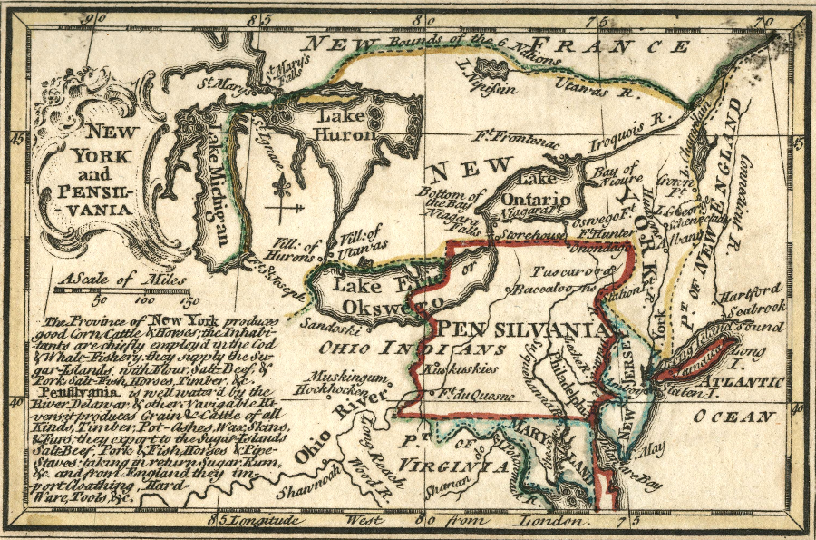 according to William Penn's charter, the western edge of Pensylvania