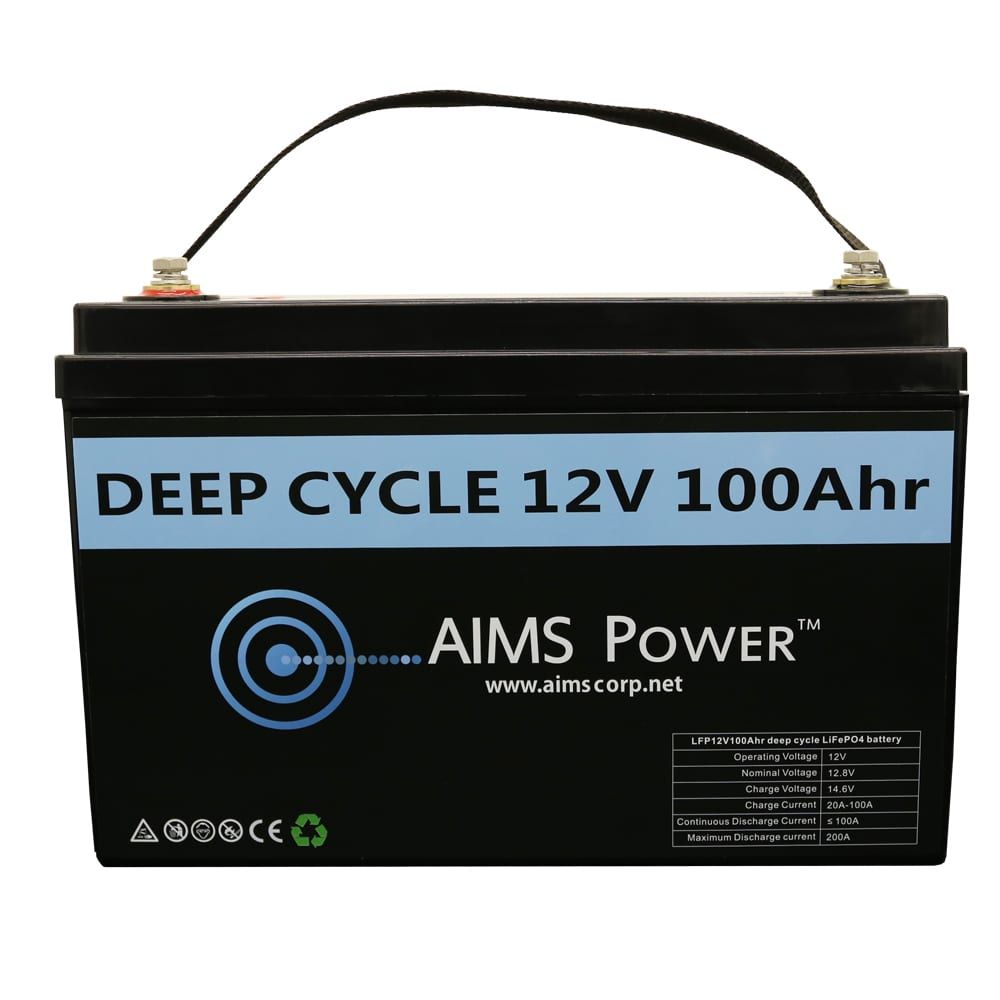 AIMS LITHIUM BATTERY 12V 100Ah LiFePO4 with Bluetooth Monitoring – The