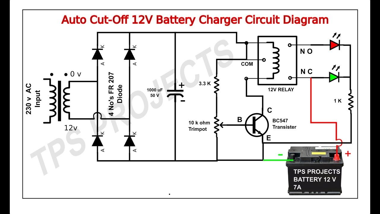 Battery Charger Circuit, Automatic Battery Charger, Batteries Charger